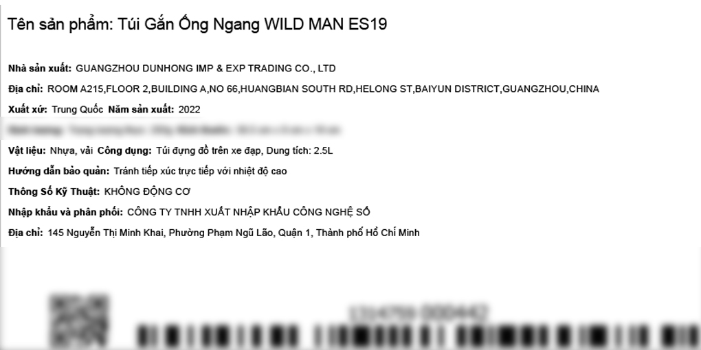 Túi sườn xe đạp Wild Man ES19 Đen