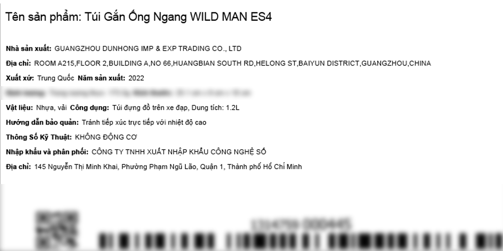 Túi sườn xe đạp Wild Man ES4 Đen