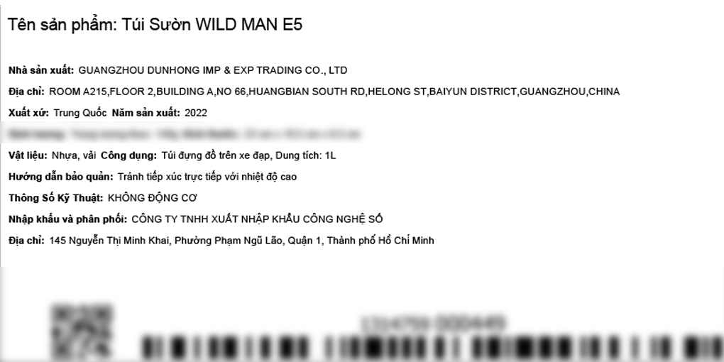 Túi sườn xe đạp Wild Man E5 Đen