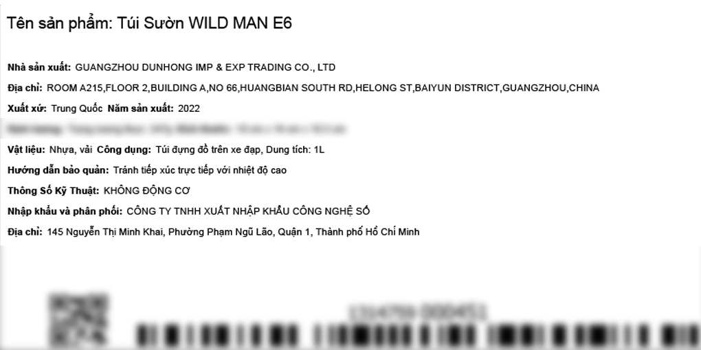 Túi sườn xe đạp Wild Man E6 Đen