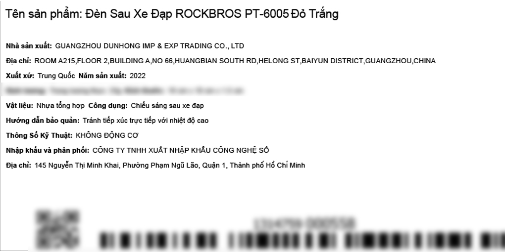 Đèn sau xe đạp ROCKBROS PT-6005 Đỏ Trắng