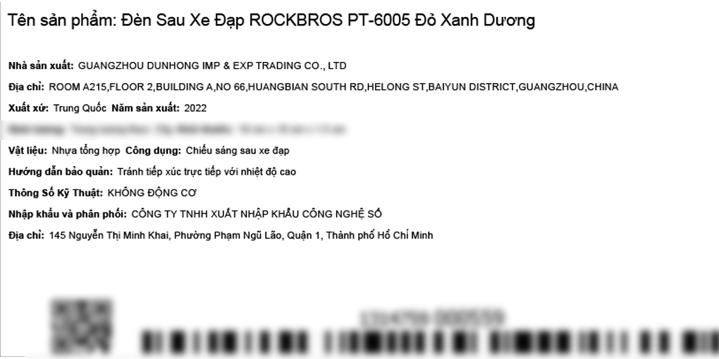 Đèn sau xe đạp ROCKBROS PT-6005 Đỏ Xanh