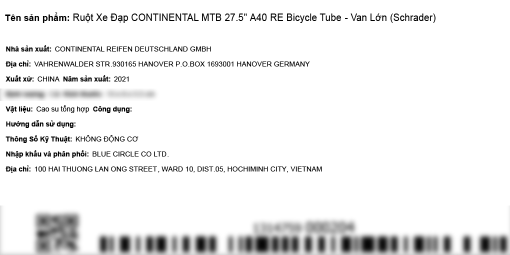Ruột xe đạp continental mtb 27.5 a40 re - ảnh sản phẩm 8