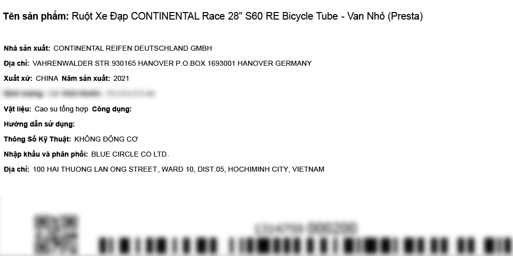 Ruột xe đạp Continental Race 28