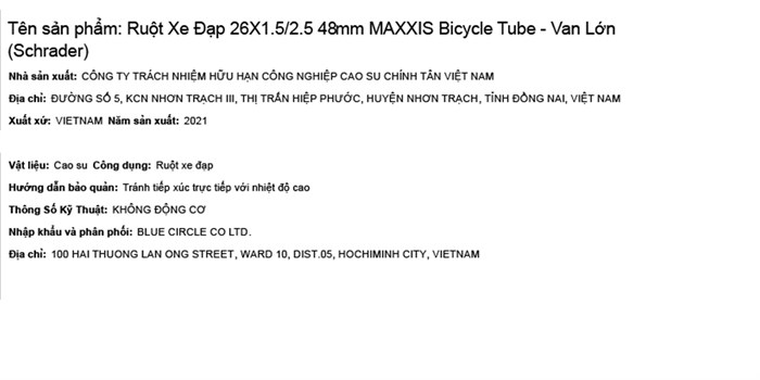 Ruột Xe Đạp MAXXIS MTB 26X1.5/2.5 48mm