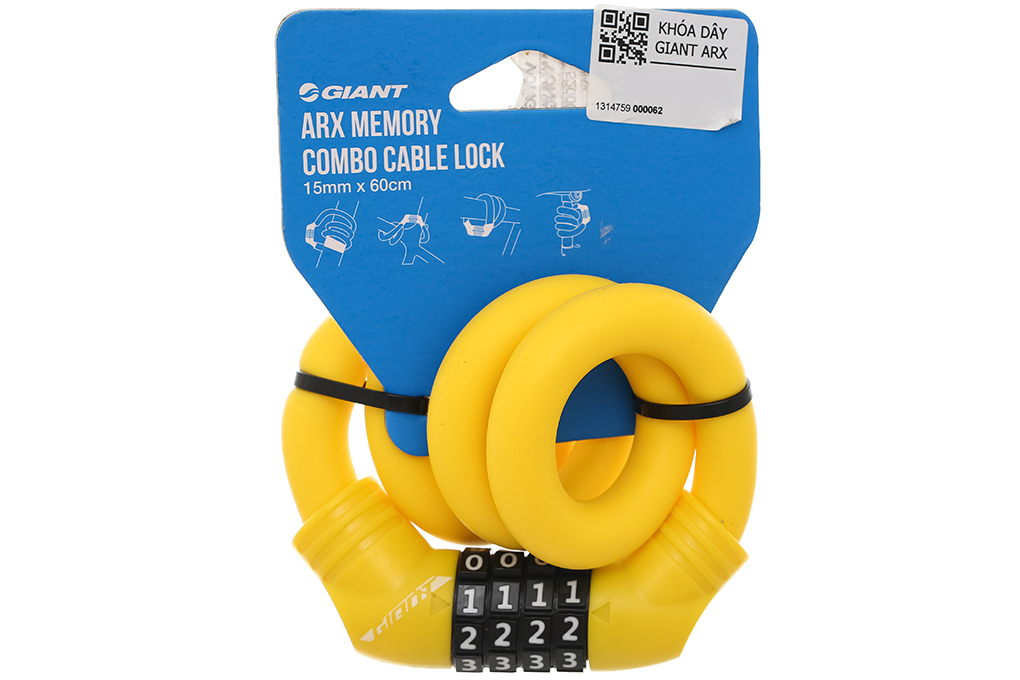 Khóa xe đạp Giant Arx Memory Combo Cable Lock Vàng