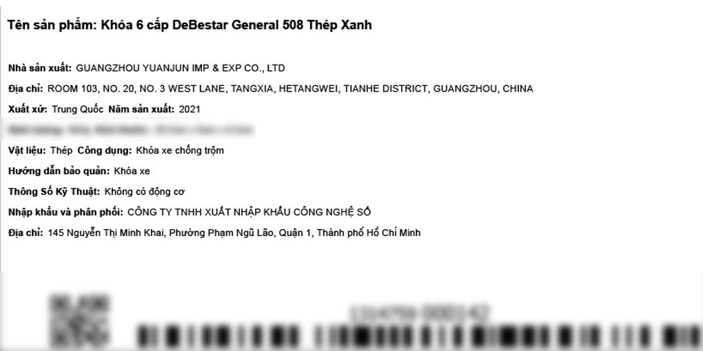 Khoá xe đạp DeBestar 508 Xanh