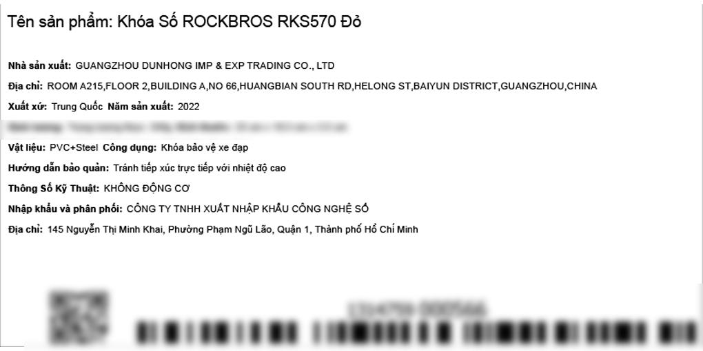 Khóa số xe đạp ROCKBROS RKS570 Đỏ