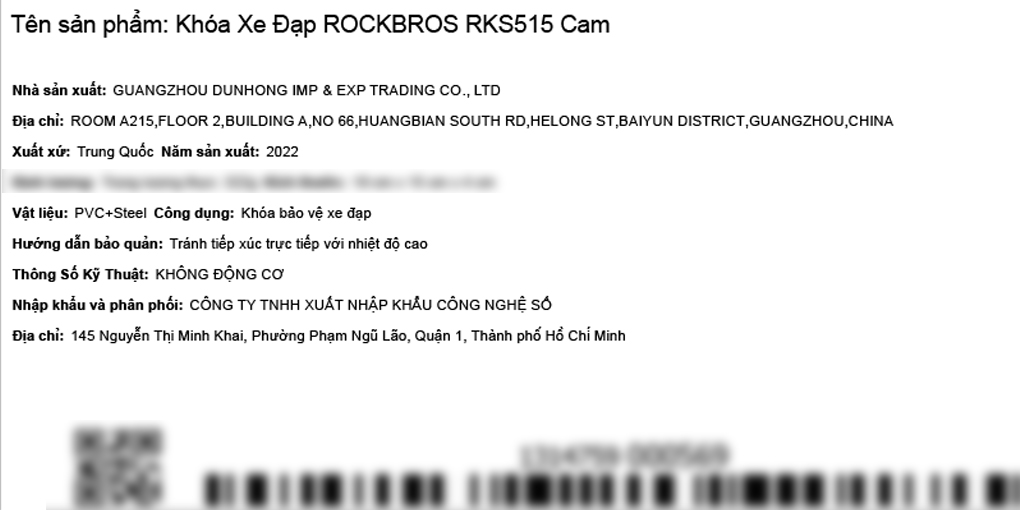 Khóa dây xe đạp ROCKBROS RKS515 Cam