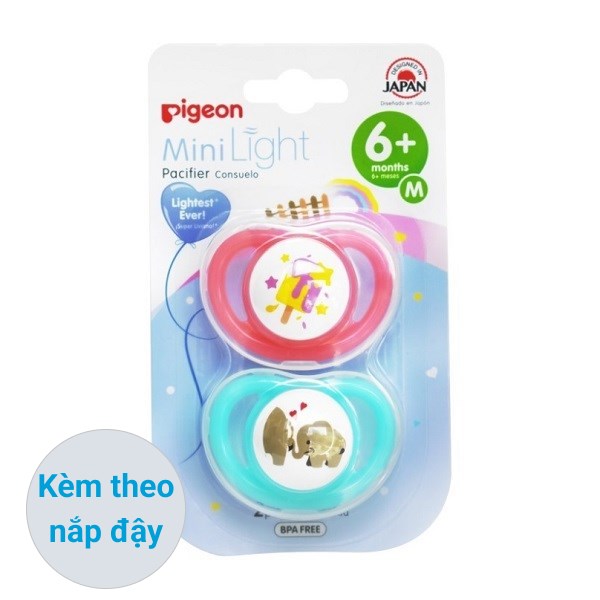 Ti ngậm Pigeon kèm nắp Mini Light size M (6 - 12 tháng) - Màu ngẫu nhiên 30
