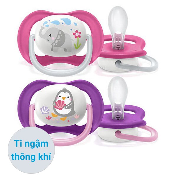 Bộ 2 Ti Ngậm Philips Avent Thông Khí Scf080/08 (6 - 18 Tháng) - Màu Hồng, Tím