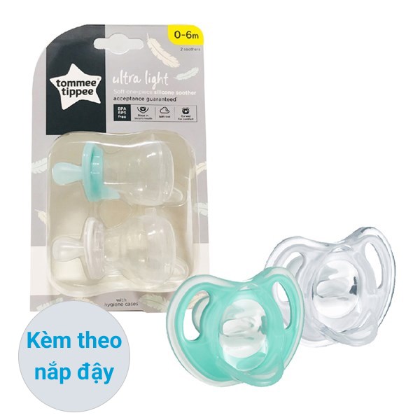 Bộ 2 ti ngậm Tommee Tippee kèm nắp Ultra Light 433453 (6 - 18 tháng) - Màu ngẫu nhiên - AVAKids.com