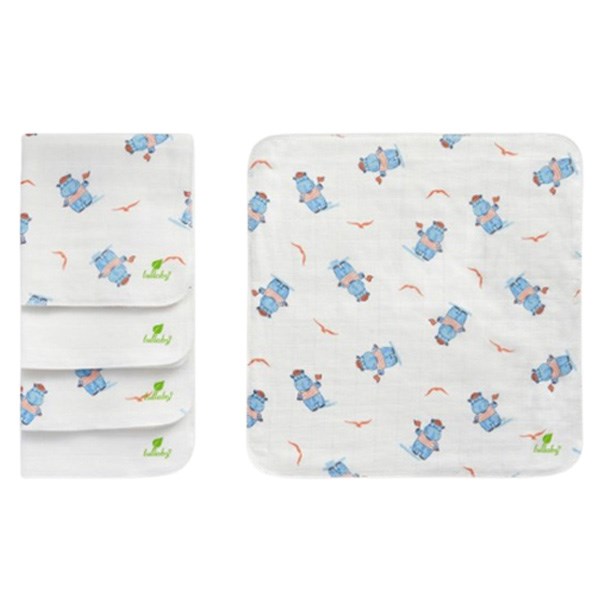 Set 5 cái khăn sữa cotton Dobby Lullaby NH637P 4 lớp 30x30 cm - Màu xanh in rùa - AVAKids.com