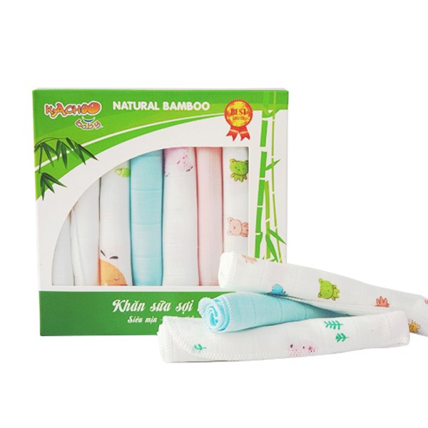 Khăn sữa sợi tre KACHOOBABY 2 lớp 30x30cm mềm mại, an toàn cho bé - AVAKids.com