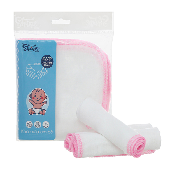 Set 10 cái khăn sữa cotton SHINE KS-15 3 lớp 25x28 cm - Màu trắng - AVAKids.com