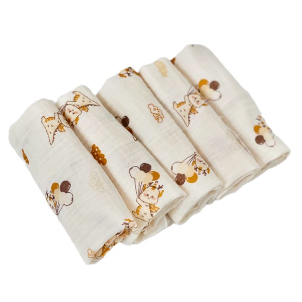 Set 5 cái khăn sữa cotton Bessla 2 lớp 27x27 cm - Cún trái tim 8