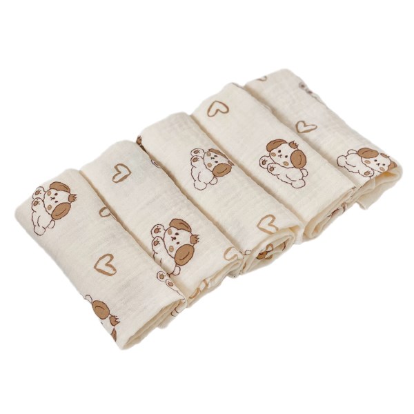Set 5 cái khăn sữa cotton Bessla 2 lớp 27x27 cm - Rồng mềm, an toàn - AVAKids.com