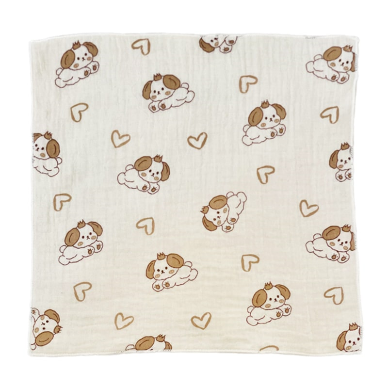 Set 5 cái khăn sữa cotton Bessla 2 lớp 27x27 cm - Cún trái tim 2