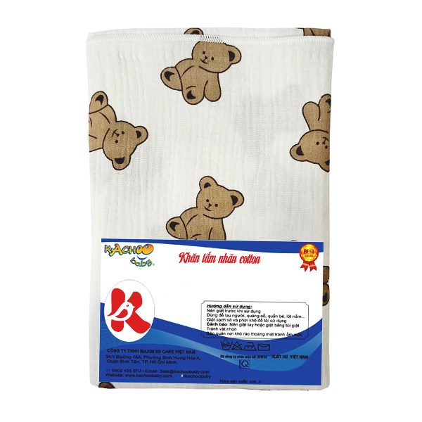 Khăn tắm nhăn cotton KACHOOBABY 2 lớp 85x95 cm giá tốt, chất liệu cotton mềm mại cao cấp - AVAKids.com