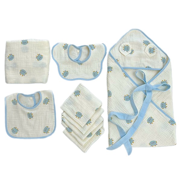 Set phụ kiện cho bé 4 món muslin Bessla - Rồng xanh dương