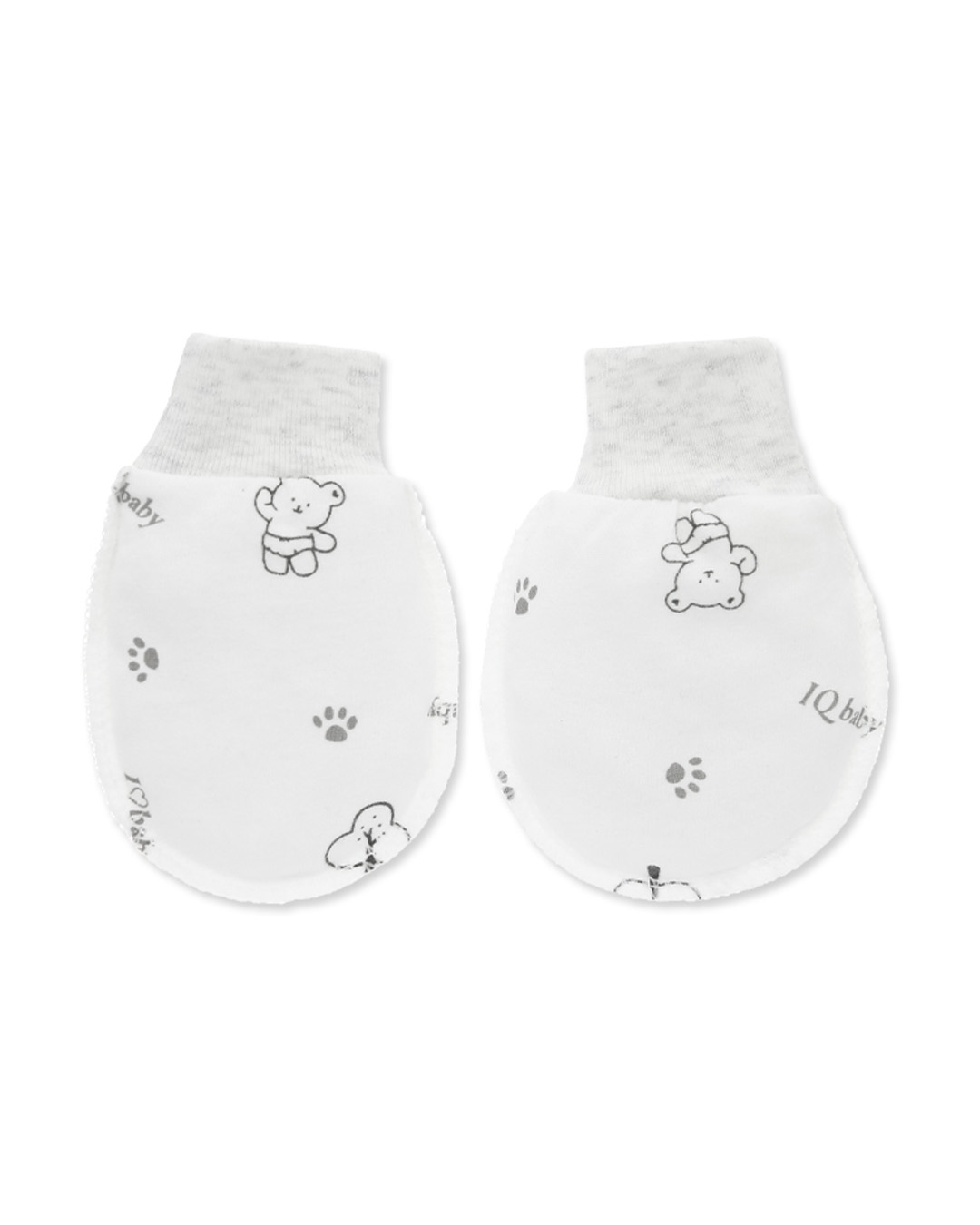 Set nón, bao tay bao chân in gấu xám IQ Baby màu trắng (0 - 3 tháng) 3
