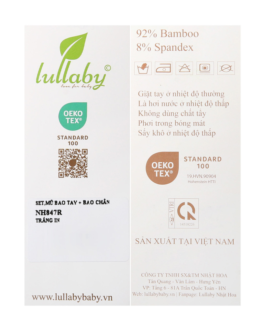 Set nón, bao tay bao chân in hình đa sắc Lullaby NH847R màu trắng (0 - 1 tháng) 10