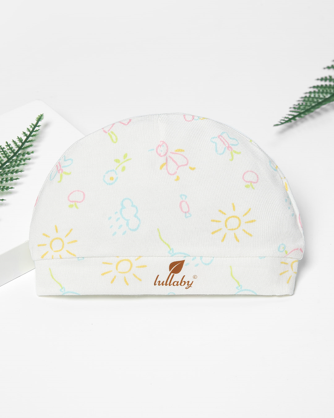 Set nón, bao tay bao chân in hình đa sắc Lullaby NH847R màu trắng (0 - 1 tháng) 2