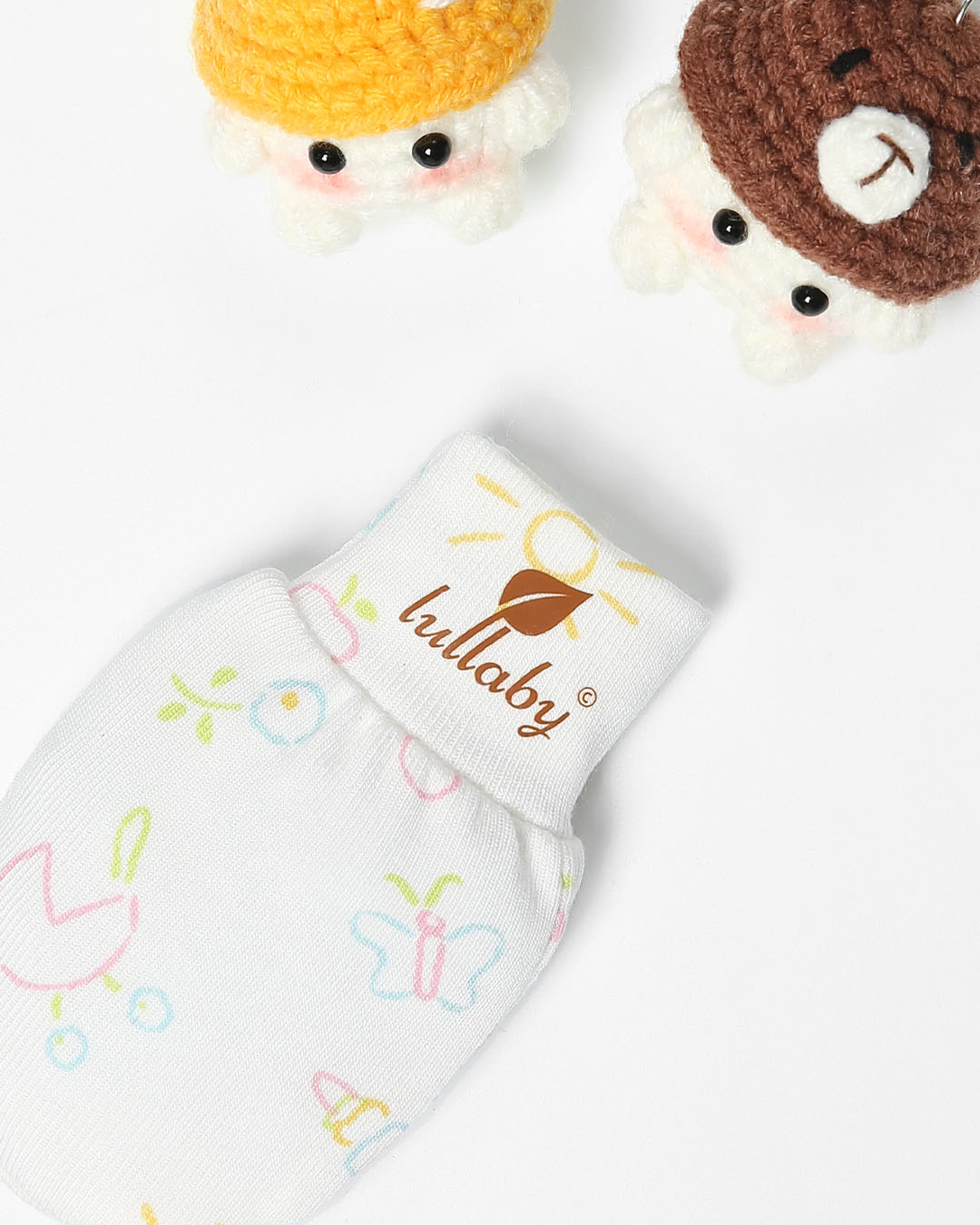 Set nón, bao tay bao chân in hình đa sắc Lullaby NH847R màu trắng (0 - 1 tháng) 4