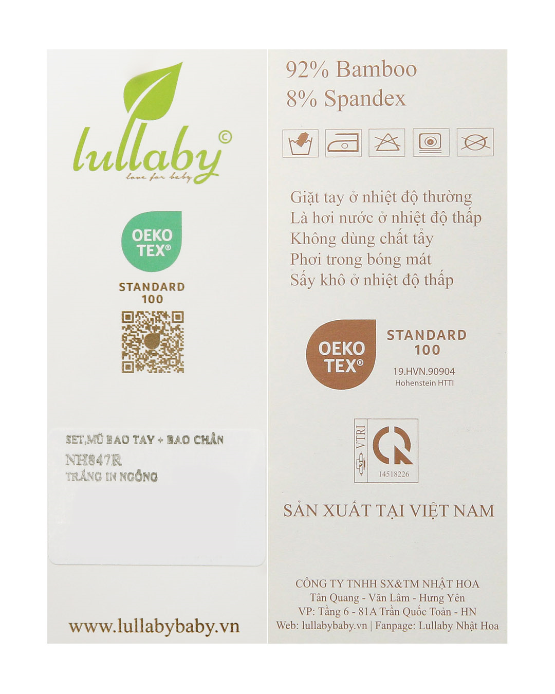 Set nón, bao tay bao chân in hình đa sắc Lullaby NH847R màu trắng (0 - 1 tháng) 21