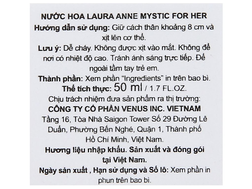 Nước hoa nữ Laura Anne Mystic 50ml 8