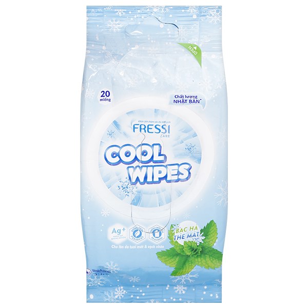 Khăn ướt Fressi Care Cool Wipes bạc hà the mát