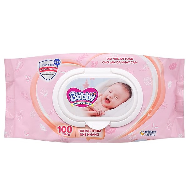 Khăn ướt em bé Bobby hương thơm nhẹ nhàng