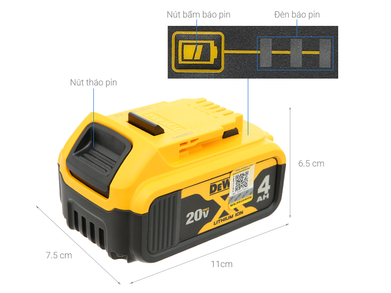 Pin Dewalt DCB182-B1 18V 4.0 Ah