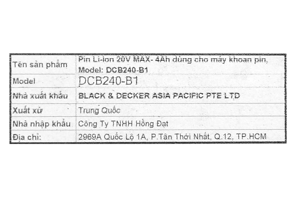 Pin Dewalt DCB240-B1 18V 4 Ah Màu Đen - Vàng