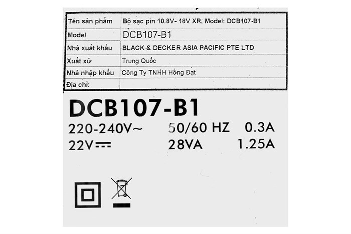 Sạc pin Dewalt DCB107-B1 10.8V-18V 1.25 Ah