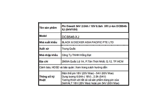 Pin Dewalt DCB546-XJ 18V/54V 6 Ah/2 Ah