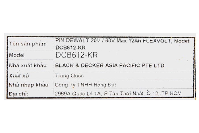 Pin Dewalt DCB612-KR 18V/54V 12.0 Ah/4.0 Ah