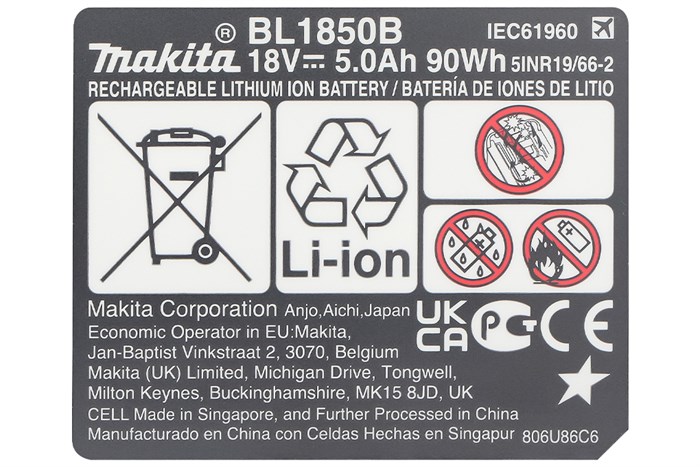 Pin Makita BL1850B 18V 5.0 Ah