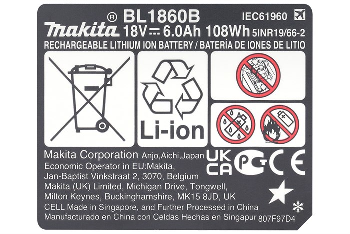 Pin Makita BL1860B 18V 6.0 Ah