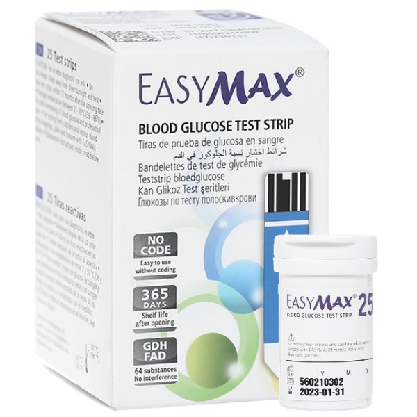 Que thử đường huyết EasyMax hộp 25 que