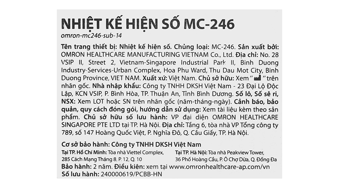 Nhiệt kế điện tử đo thân nhiệt Omron MC-246 - 9