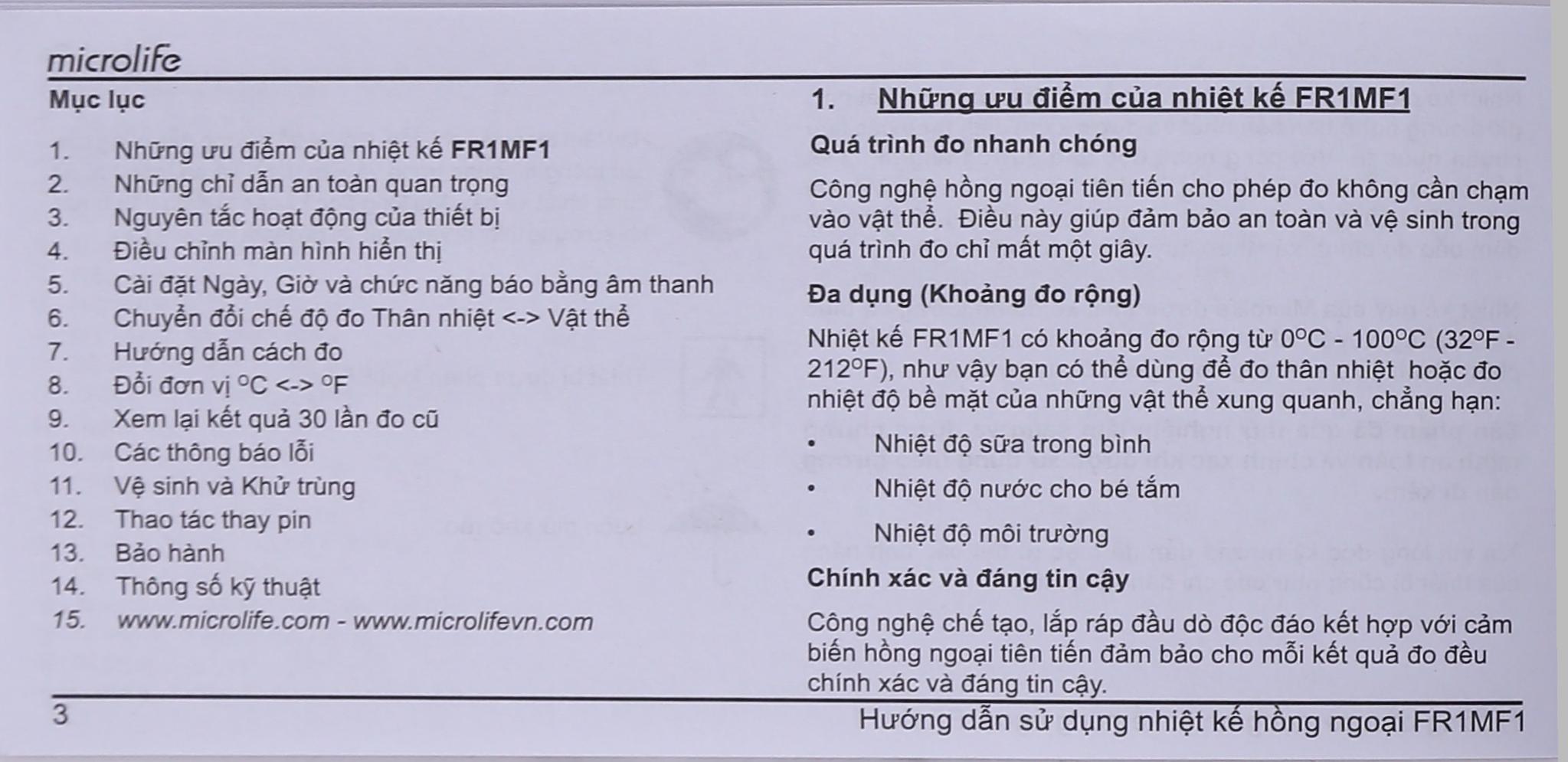 Nhiệt kế hồng ngoại đo trán Microlife FR1MF1 - 12