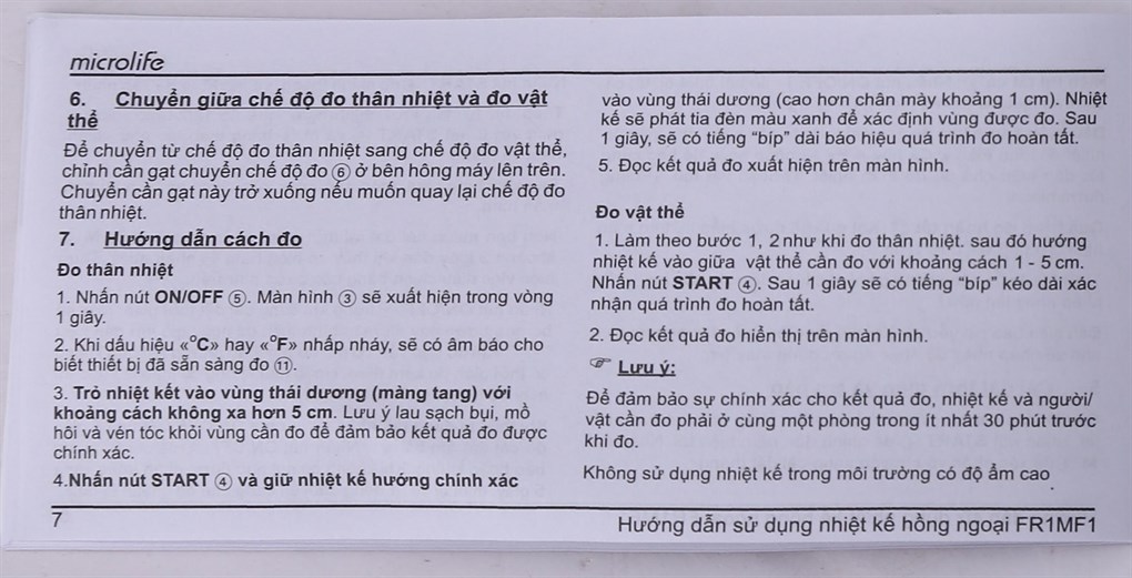 Nhiệt kế hồng ngoại đo trán Microlife FR1MF1 - 16