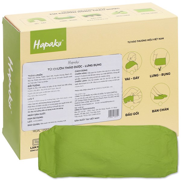 Túi chườm lưng bụng nóng lạnh thảo dược Hapaku (110cm x 20cm)