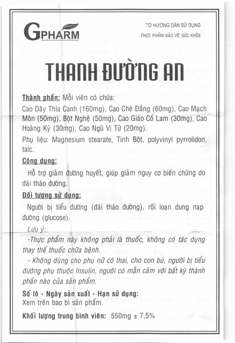 Thanh Đường An dành cho người bị tiểu đường