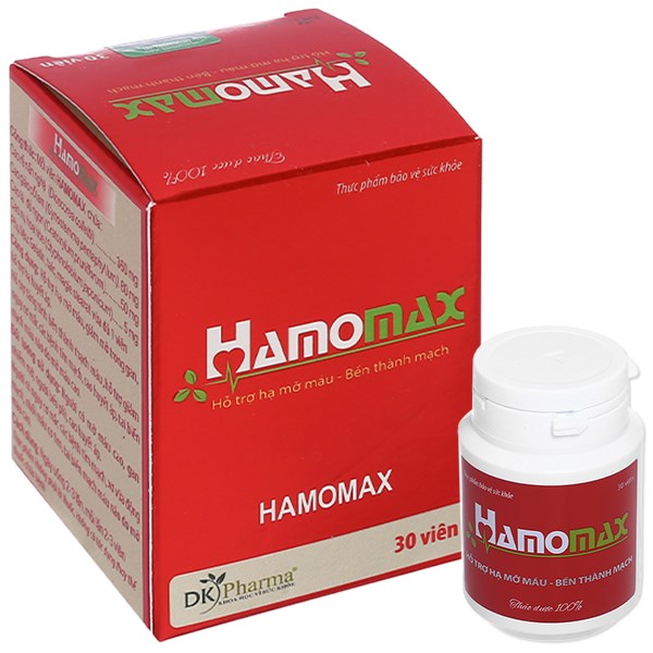 Hamomax hỗ trợ giảm mỡ máu, bền thành mạch chai 30 viên