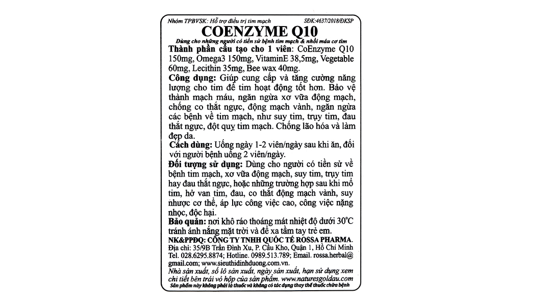 Nature's Gold Co-Enzyme Q10 150mg hỗ trợ tim mạch