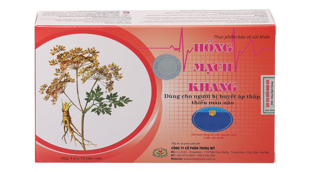 Hồng Mạch Khang hỗ trợ trị huyết áp thấp, suy nhược cơ thể hộp 30 viên -  03/2023 - Nhathuocankhang.com