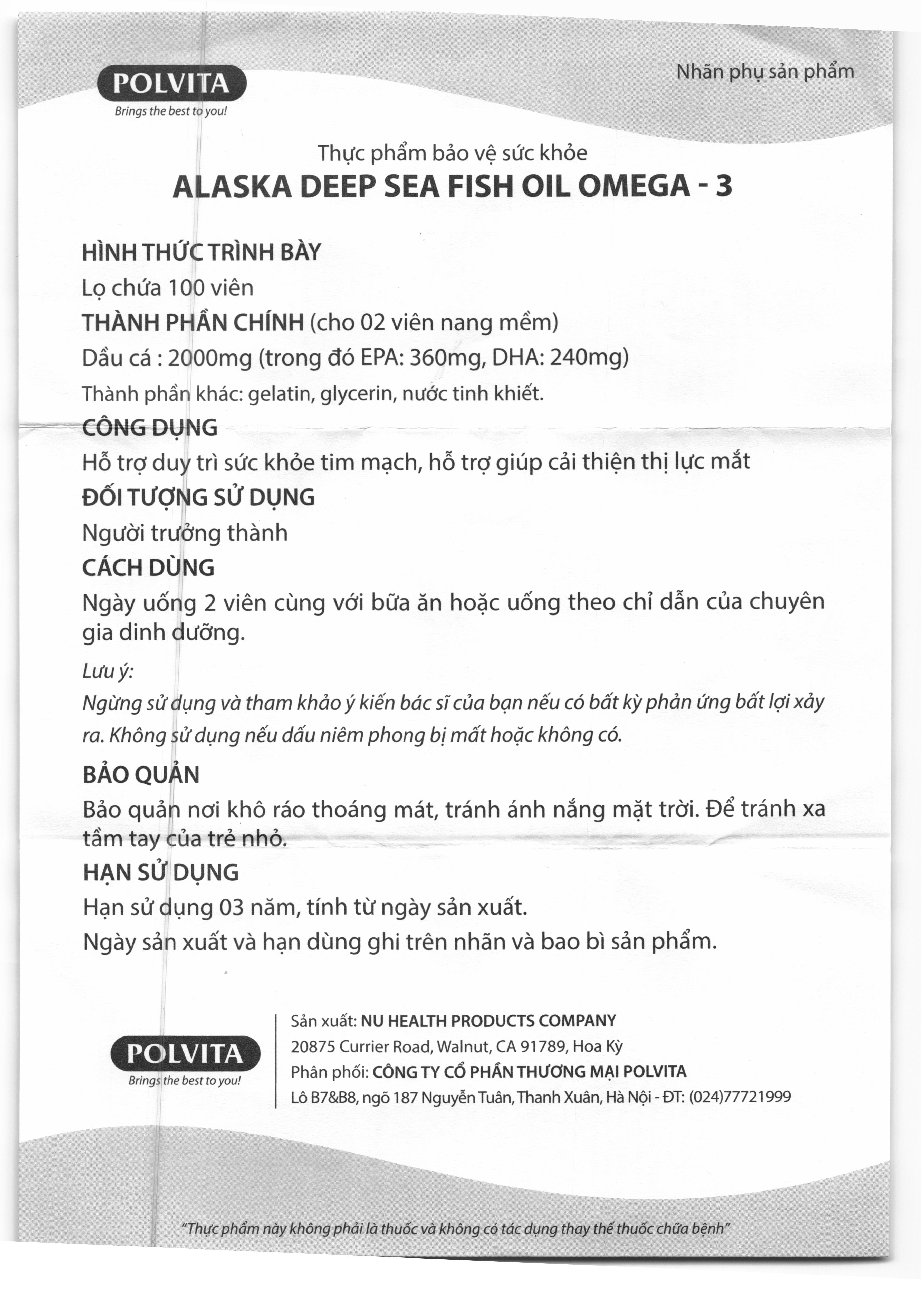 Alaska Deep Sea Fish Oil Omega-3 hỗ trợ sức khỏe tim mạch, bổ mắt