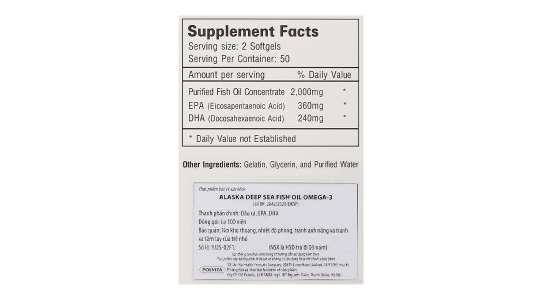 Alaska Deep Sea Fish Oil Omega-3 hỗ trợ sức khỏe tim mạch, bổ mắt